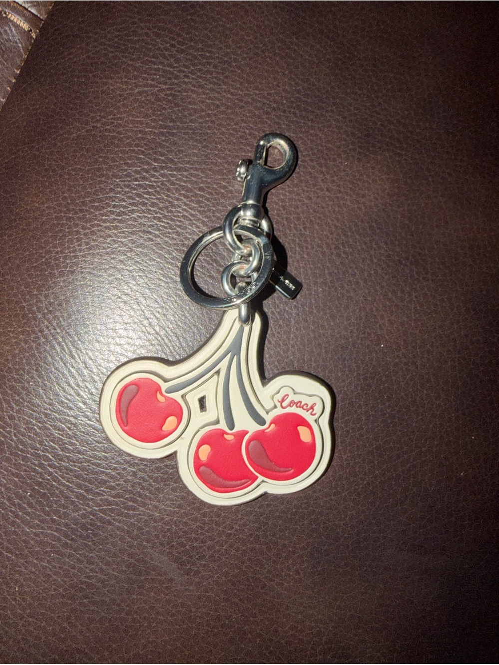 Coach Cherry Bag Charm in Silver/Chalk Multi